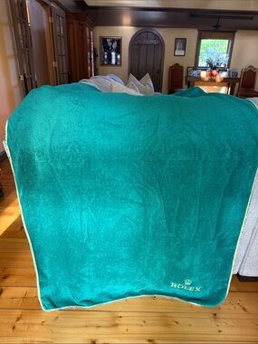 Rolex Green Large Beach Towel Plush with Gold Logo